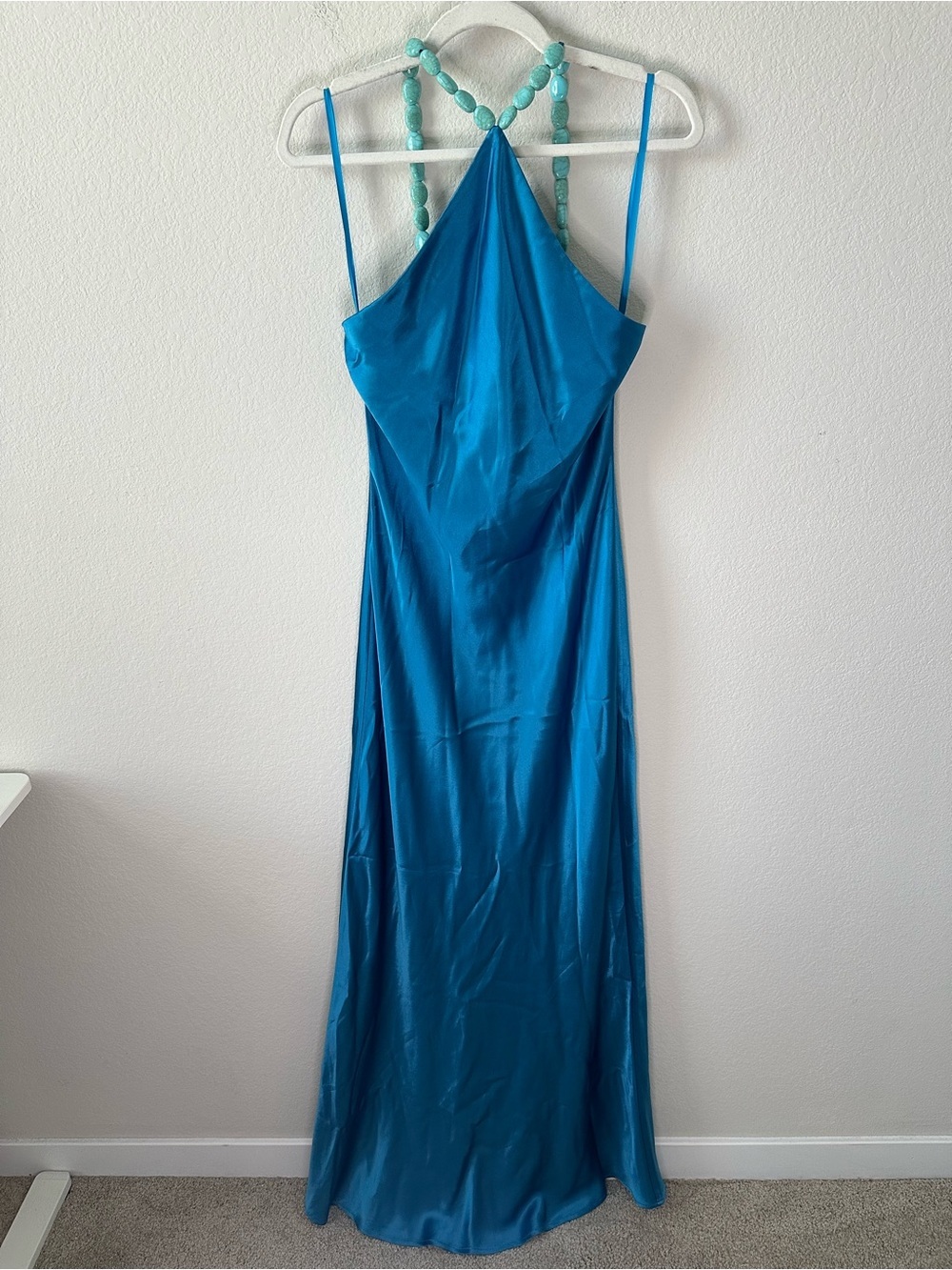 STAUD Cadence Embellished
Satin Maxi Dress in Island Blue SZ US 8 - Picture 2 of 12